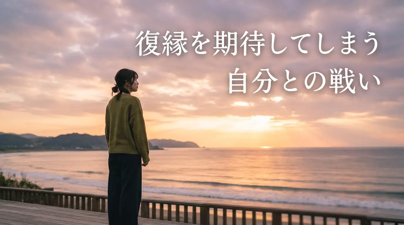 復縁を期待してしまう自分との戦い｜夕暮れの空を見つめる女性の後ろ姿
